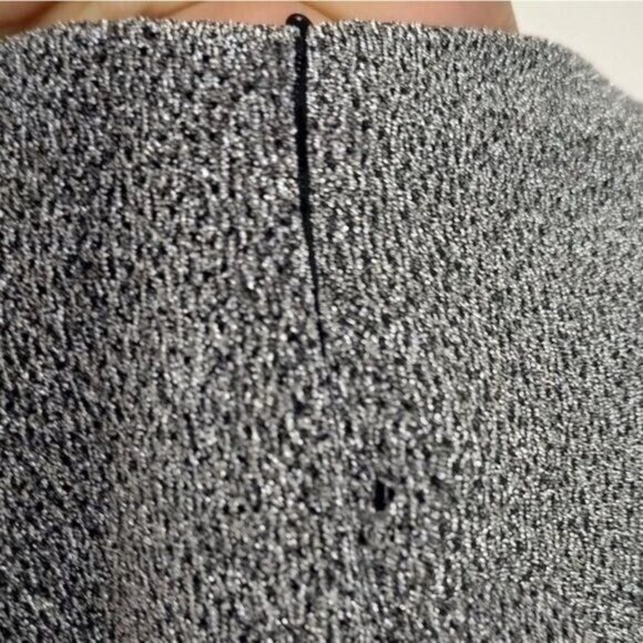 ZARA Dress Silver Metallic XXL Sexy V-Neck Cocktail Long Sleeve - Picture 11 of 12